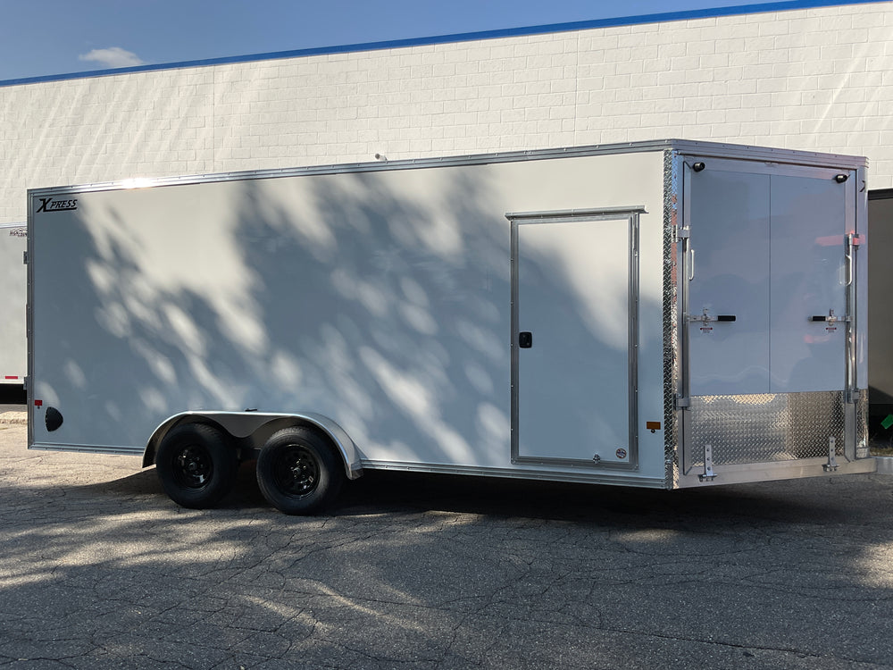 Enclosed SNOWMOBILE Trailer 7.4'x18' White RAMP High County Trailers