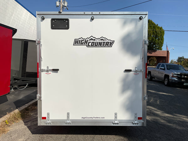 Enclosed SNOWMOBILE Trailer 7.4'x18' White RAMP High County Trailers