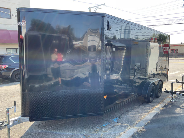 Enclosed SNOWMOBILE Trailer 7.4'x18' Black Black-Out RAMP High County Trailers