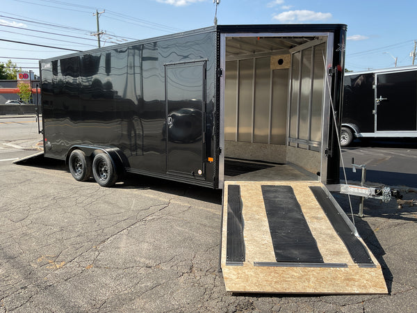 Enclosed SNOWMOBILE Trailer 7.4'x18' Black Black-Out RAMP High County Trailers