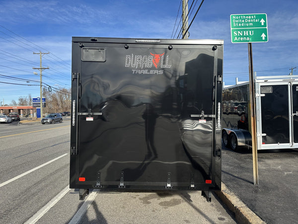 Enclosed Snowmobile Trailer Inline 7.5'x18'+5'V Black Blackout RAMP DuraBull Aluminum 7' Interior