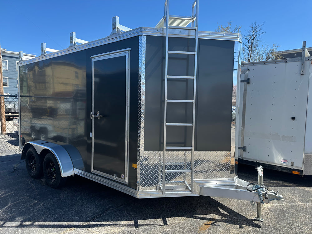 Ultimate Enclosed Contractor Trailer 7’x14′ Charcoal BARN Aluminum w/Ramps 7000 Gvwr