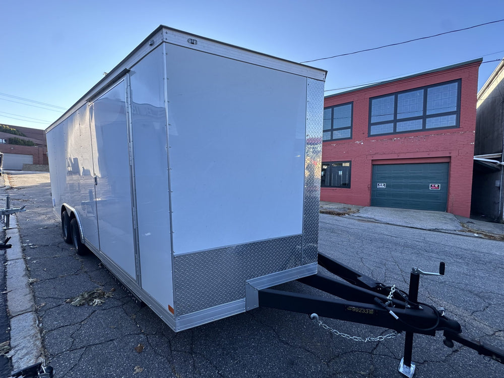 Enclosed Car Hauler 8.5'x20'+2'V WHITE 7000 GVWR Covered Wagon