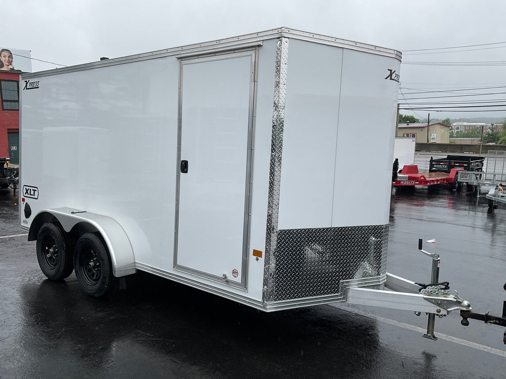 Enclosed Aluminum Cargo Trailer 7’x14′ White RAMP Alcom Xpress XLT Pro Series