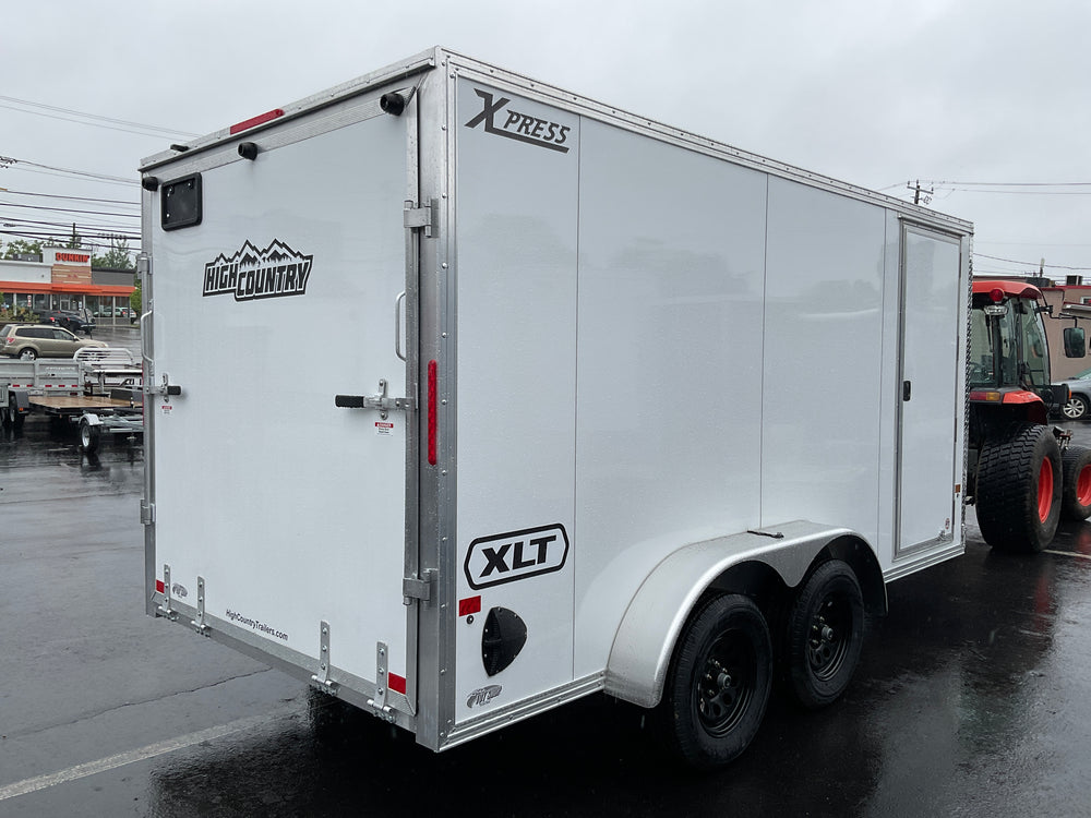 Enclosed Aluminum Cargo Trailer 7’x14′ White RAMP Alcom Xpress XLT Pro Series