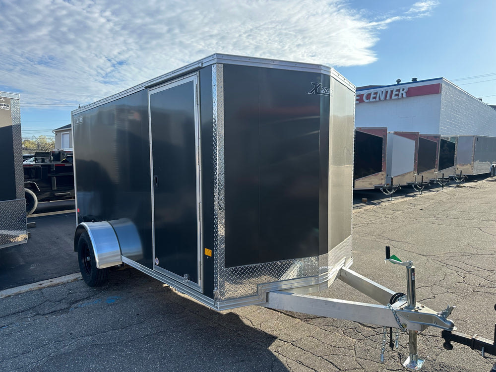 Enclosed Aluminum Cargo Trailer 6’x12′ Charcoal RAMP Alcom Xpress XLT Pro Series