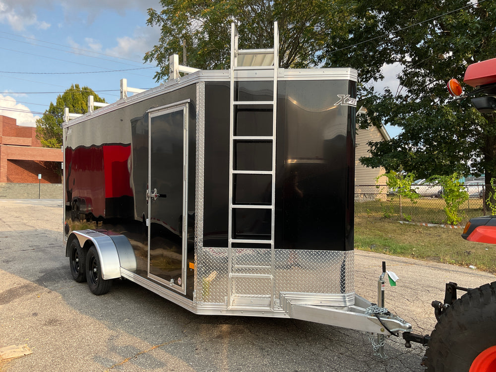 Ultimate Enclosed Contractor Trailer 7’x16′ Black BARN Aluminum w/Ramps 7000 Gvwr