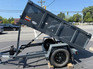 Prospector Trailers 4'x8' Manual Dump Trailer 2990 GVWR Gray