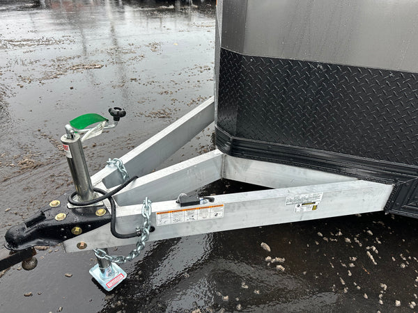 Enclosed Car Hauler Trailer 8.5’x24′ V-Nose 10K GVWR Charcoal Ramp High Country Aluminum