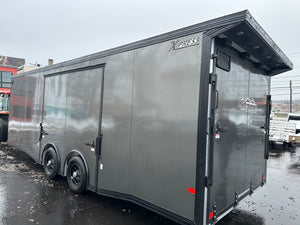 Enclosed Car Hauler Trailer 8.5’x24′ V-Nose 10K GVWR Charcoal Ramp High Country Aluminum