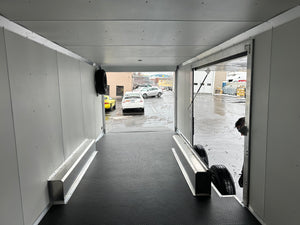 Enclosed Car Hauler Trailer 8.5’x24′ V-Nose 10K GVWR Charcoal Ramp High Country Aluminum