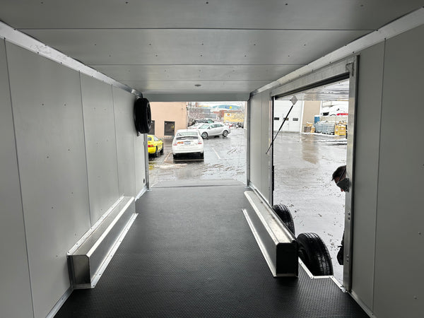 Enclosed Car Hauler Trailer 8.5’x24′ V-Nose 10K GVWR Charcoal Ramp High Country Aluminum