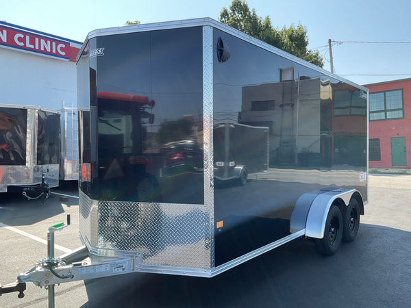 Enclosed Aluminum Cargo Trailer 7'x16' BLACK RAMP Alcom Xpress XLT Series 6" Additional Height