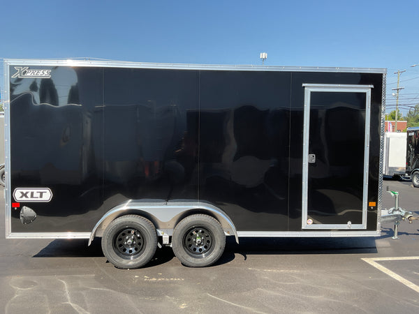 Enclosed Aluminum Cargo Trailer 7'x16' BLACK RAMP Alcom Xpress XLT Series 6" Additional Height