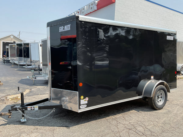 Enclosed Cargo Trailer 6'x12'+2'V BLACK Barn Door Car Mate V-Nose
