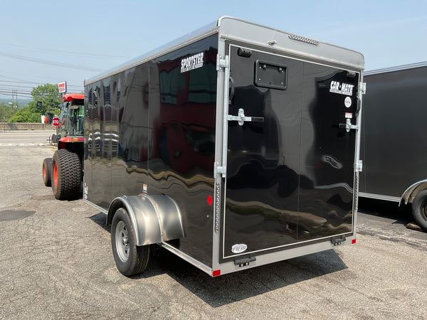 Enclosed Cargo Trailer 6'x12'+2'V BLACK Barn Door Car Mate V-Nose