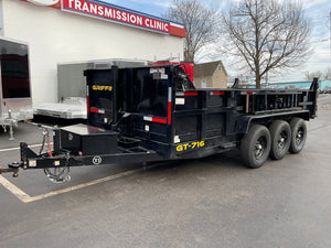 Used Griffin Dump Trailer 83"x16' Black Tri-Axle 21K GVWR with Ramps Griffin Trailers
