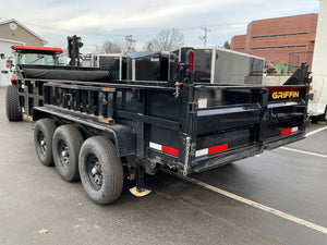 Used Griffin Dump Trailer 83"x16' Black Tri-Axle 21K GVWR with Ramps Griffin Trailers
