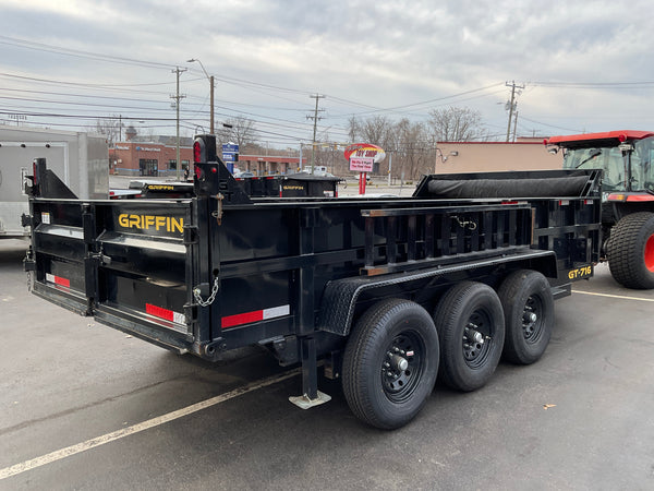 Used Griffin Dump Trailer 83"x16' Black Tri-Axle 21K GVWR with Ramps Griffin Trailers