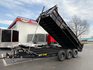 Used Griffin Dump Trailer 83"x16' Black Tri-Axle 21K GVWR with Ramps Griffin Trailers