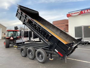 Used Griffin Dump Trailer 83"x16' Black Tri-Axle 21K GVWR with Ramps Griffin Trailers