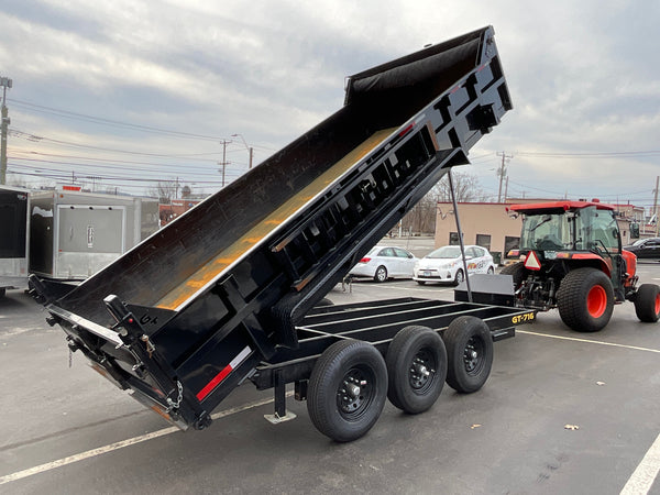 Used Griffin Dump Trailer 83"x16' Black Tri-Axle 21K GVWR with Ramps Griffin Trailers
