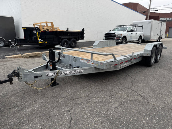 Galvanized Gravity Tilt Equipment Trailer 83″x20′ 14k GVWR Silver Mountain Torsion Axle