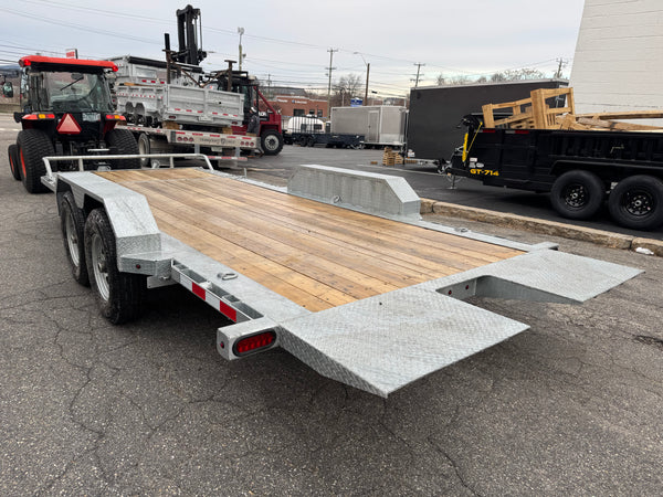 Galvanized Gravity Tilt Equipment Trailer 83″x20′ 14k GVWR Silver Mountain Torsion Axle