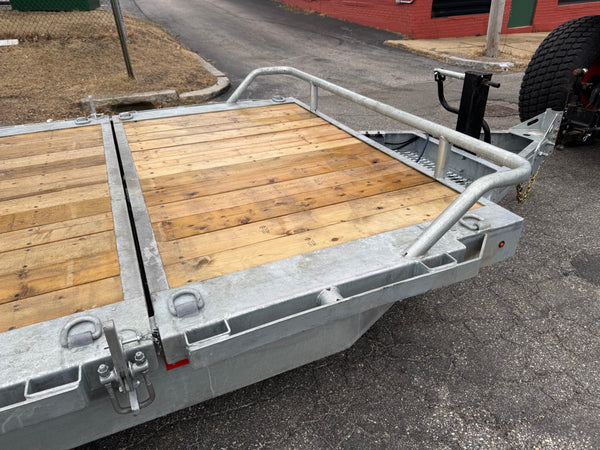 Galvanized Gravity Tilt Equipment Trailer 83″x20′ 14k GVWR Silver Mountain Torsion Axle