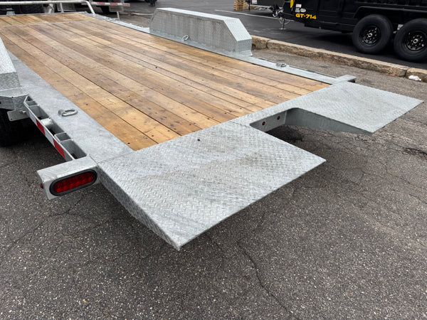 Galvanized Gravity Tilt Equipment Trailer 83″x20′ 14k GVWR Silver Mountain Torsion Axle