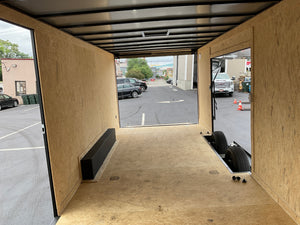 Enclosed Car Hauler Trailer Covered Wagon 8.5'x24'+2'V Charcoal BLACK OUT Covered Wagon Trailers
