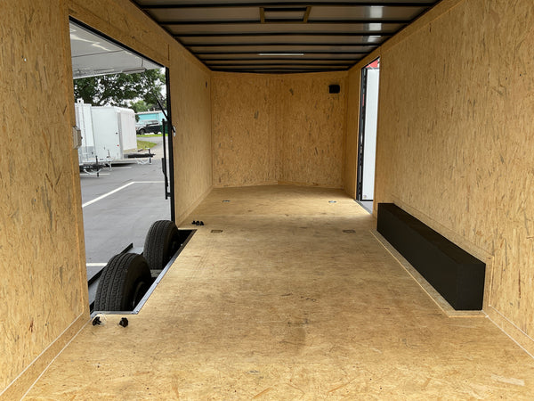 Enclosed Car Hauler Trailer Covered Wagon 8.5'x24'+2'V Charcoal BLACK OUT Covered Wagon Trailers