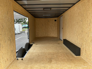 Enclosed Car Hauler Trailer Covered Wagon 8.5'x24'+2'V Charcoal BLACK OUT Covered Wagon Trailers