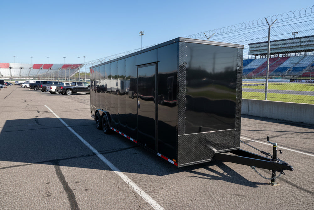 Panther Cargo Trailers  Car Trailer 8.5'x28' 10k Car Hauler Black Panther Cargo Trailers
