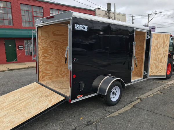 Enclosed Cargo Trailer 6'x12' Black RAMP Car Mate 6"up