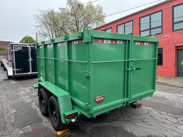 Dump Trailer 6’x10′ Green Covered Wagon – 48″ High Sides – 10K GVWR w/ Tarp and Spare Tire + Mount