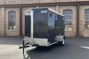 Enclosed Cargo Trailer 6'x10' Black RAMP Car Mate v-nose 6" Extra Height Ron's Toy Shop, Inc.