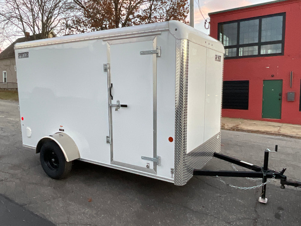 Enclosed Cargo Trailer 6'x12' White RAMP Car Mate 6"up