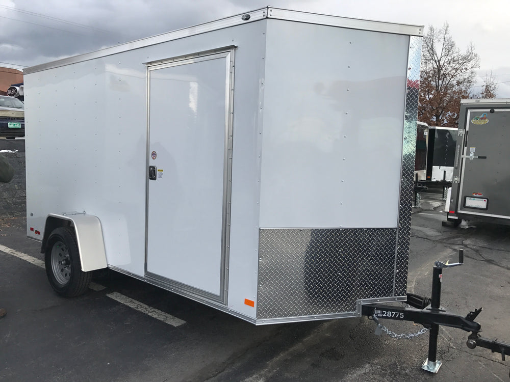 Enclosed Cargo Trailer 6'x10'+2'V WHITE RAMP Covered Wagon