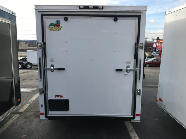 Enclosed Cargo Trailer 6'x10'+2'V WHITE RAMP Covered Wagon