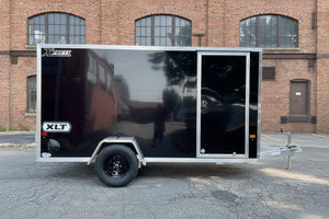 Enclosed Aluminum Cargo Trailer 6'x12' BLACK RAMP Alcom Xpress XLT Series Ron's Toy Shop, Inc.