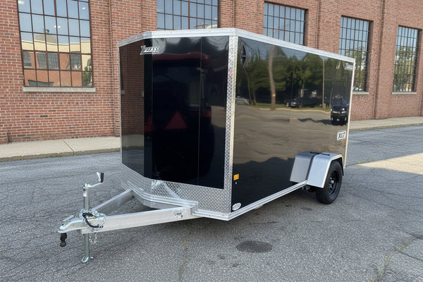 Enclosed Aluminum Cargo Trailer 6'x12' BLACK RAMP Alcom Xpress XLT Series Ron's Toy Shop, Inc.