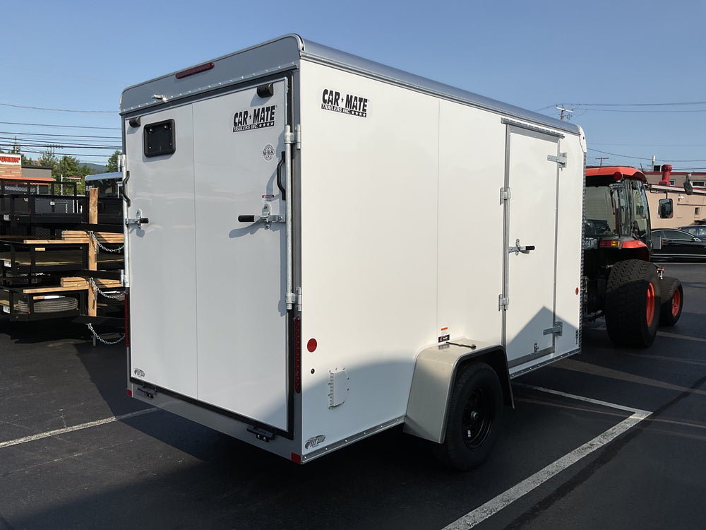 Enclosed Cargo Trailer 6'x12' White RAMP Car Mate Custom Cargo