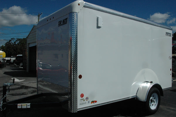 Enclosed Cargo Trailer 6'x12' White Barn Car Mate 6" up
