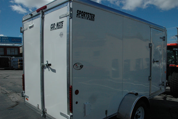 Enclosed Cargo Trailer 6'x12' White Barn Car Mate 6" up