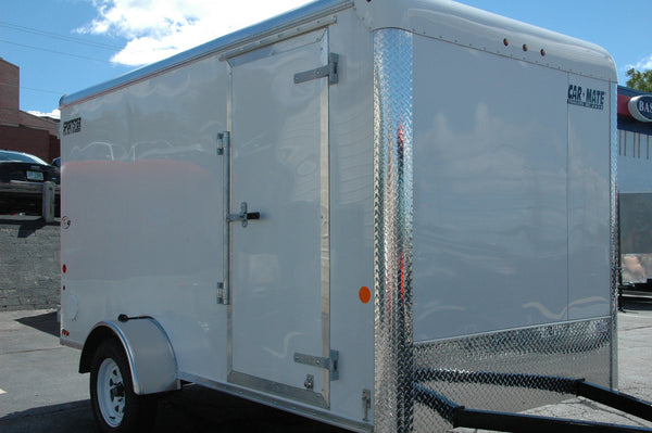 Enclosed Cargo Trailer 6'x12' White Barn Car Mate 6" up