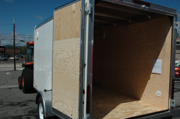 Enclosed Cargo Trailer 6'x12' White Barn Car Mate 6" up