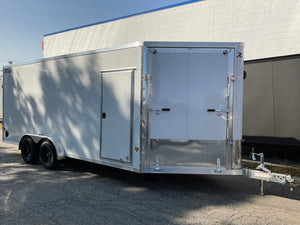 Enclosed SNOWMOBILE Trailer 7.4'x18' White RAMP High County Trailers