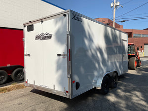 Enclosed SNOWMOBILE Trailer 7.4'x18' White RAMP High County Trailers