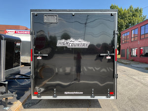 Enclosed SNOWMOBILE Trailer 7.4'x18' Black Black-Out RAMP High County Trailers